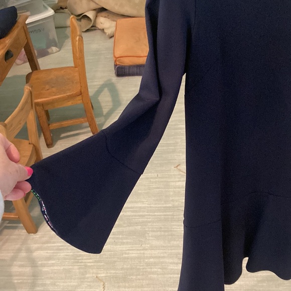 Jude Connolly Navy Blue Dress. Bell sleeves & Flounce Hem. Size S. - Picture 2 of 8